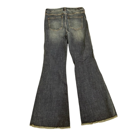 Liverpool LA  button fly mid tone flared frayed hem Blue Jeans size 10/30 - Picture 7 of 8